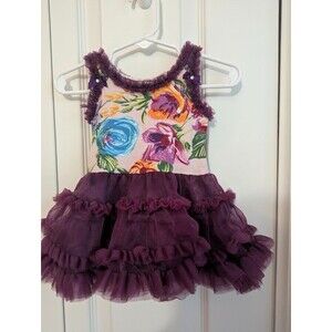 Kaiya Eve Purple Floral Tutu Dress Soft Mesh Vintage 6 months